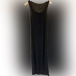 H&M Black Maxi Dress with Subtle White Polka Dots – Size XS